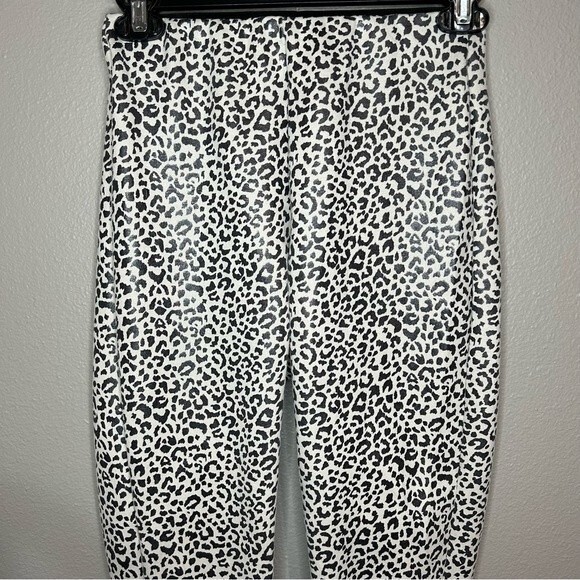 ZARA faux patent leather black & white leopard print pull on pants size XS - Picture 4 of 10